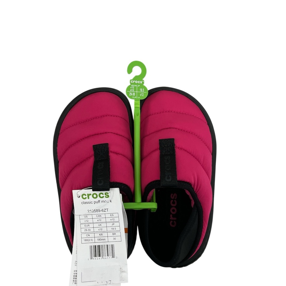 Crocs Classic Unisex Puff Moc Medium Dragon Fruit Little/Big Kid 12 NEW